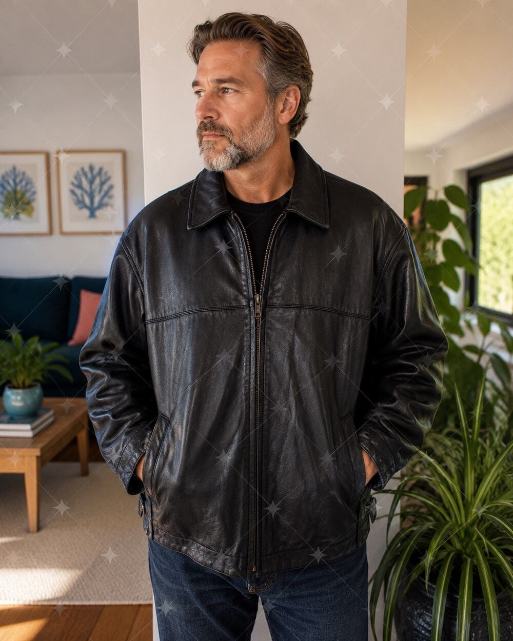 L.A. Leather California Men’s 5XL Genuine Leather Jacket Black Quilted Lined